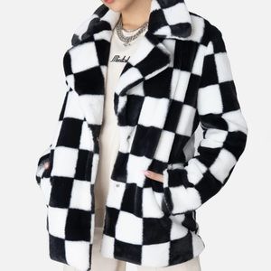 Checkers Faux Fur Coat 🏁